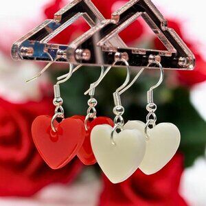 Handmade Resin Heart Dangle Earrings | Valentine's Day Gift for Her